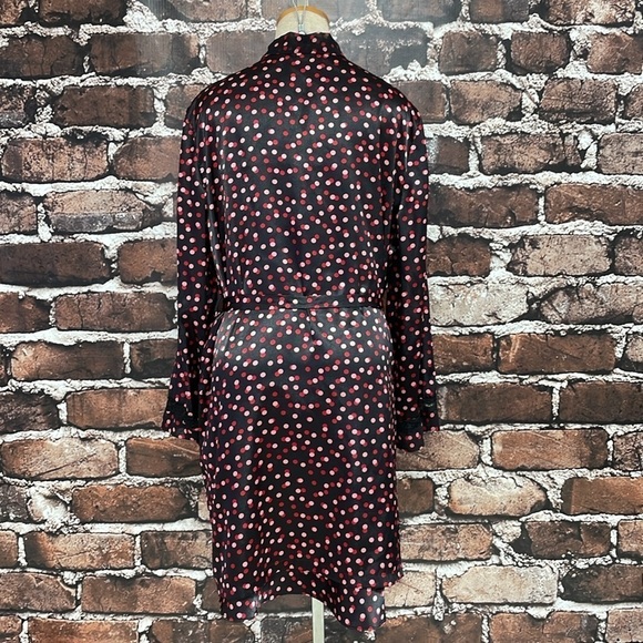 Delicates Robe & Chemise Set Women's L Large Black Red Pink Polka Dot Nightgown - Picture 13 of 17